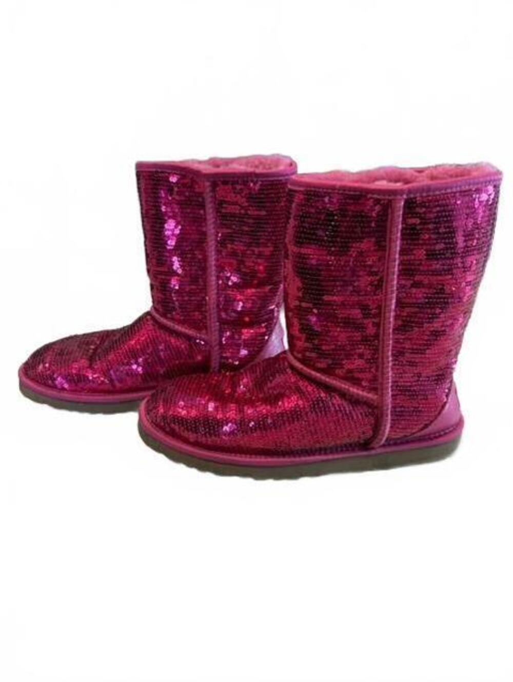 UGG sequin hot pink short boots warm Barbie sparkly  size 9